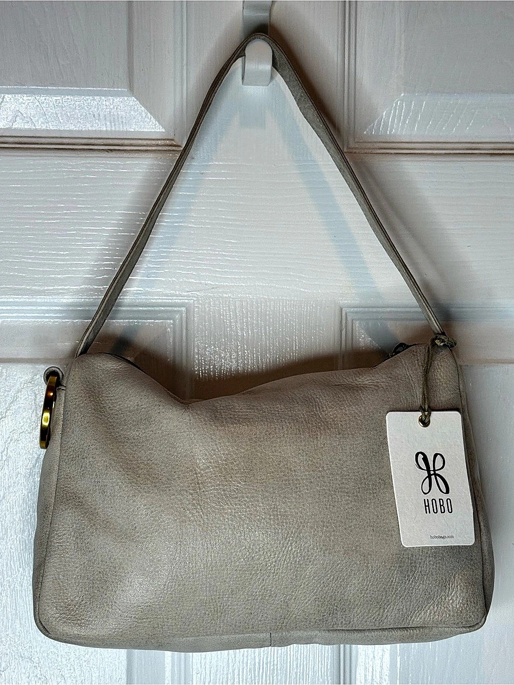 HOBO HARK LEATHER CONVERTIBLE SHOULDER WRISTLET PEBBLE BUFFED HIDE BAG